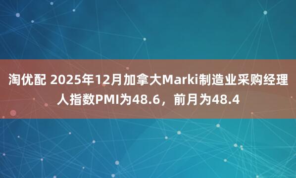 淘优配 2025年12月加拿大Marki制造业采购经理人指数PMI为48.6，前月为48.4