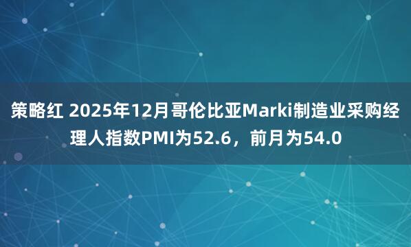 策略红 2025年12月哥伦比亚Marki制造业采购经理人指数PMI为52.6，前月为54.0